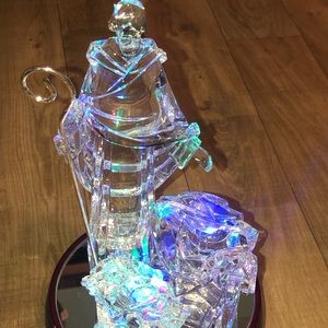 Nativity Set with wooden lighted stand